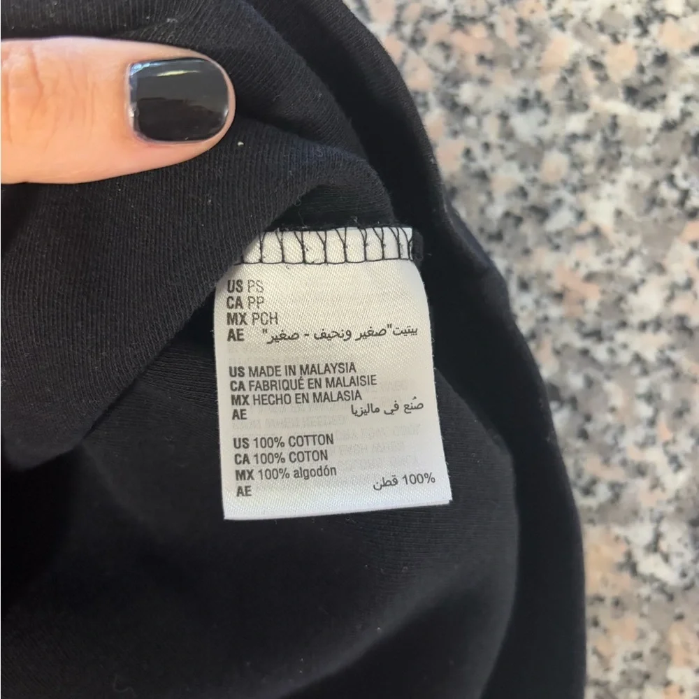 Black Karen Scott Petite Small 3/4 Sleeve Scoop Neck Tee - 100% Cotton